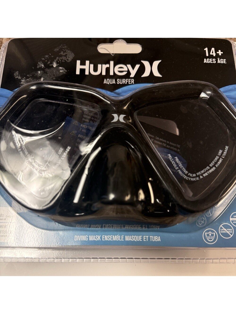 Hurley Aqua Surfer Diving Mask, Black, Size 14+, MPN 164208D